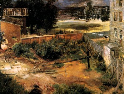Adolph von Menzel - Rear of House and Backyard - WGA15047. Free illustration for personal and commercial use.