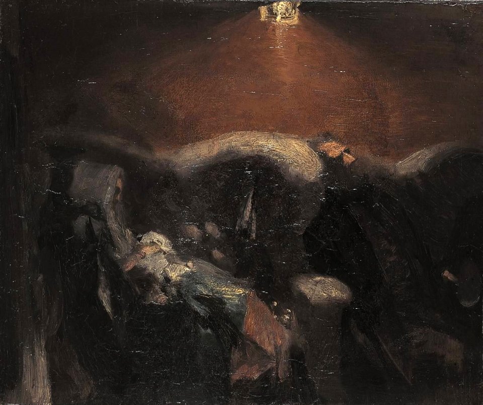 Adolph von Menzel - Im Eisenbahncoupé - 9880 - Bavarian State Painting Collections
