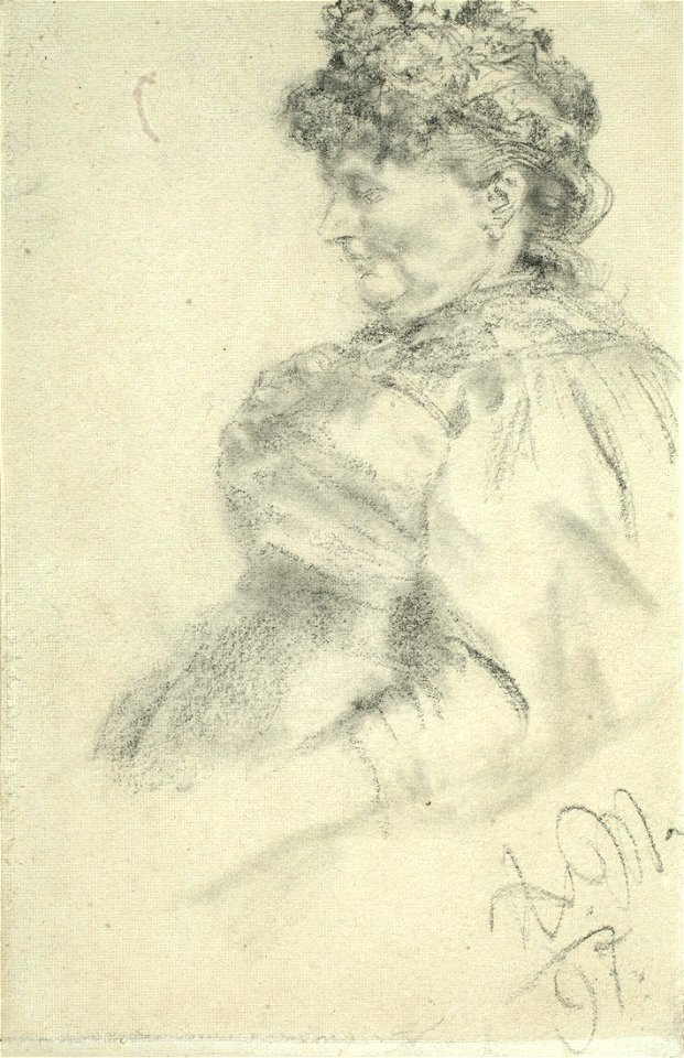 Adolph von Menzel Halbfigur einer Dame im Profil nach links 1897