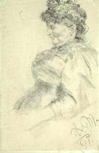 Adolph von Menzel Halbfigur einer Dame im Profil nach links 1897
