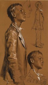 Adolph von Menzel Modellstudie nach einem stehenden jungen Mann