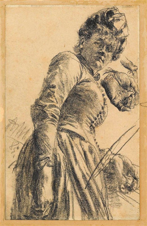 Adolph von Menzel Modellstudie einer Frau mit Hut