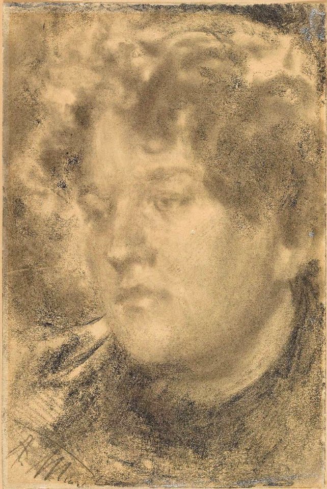Adolph von Menzel Bildnis einer jungen Frau mit lockigem Haar