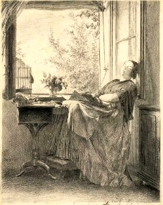 Adolph von Menzel Die schlafende Näherin am Fenster