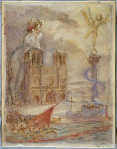 Adolphe Léon Willette - Notre-Dame de Paris - P2669 - Musée Carnavalet. Free illustration for personal and commercial use.