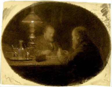 Adolphe Félix Cals - Two Friends Around a Table - Google Art Project. Free illustration for personal and commercial use.