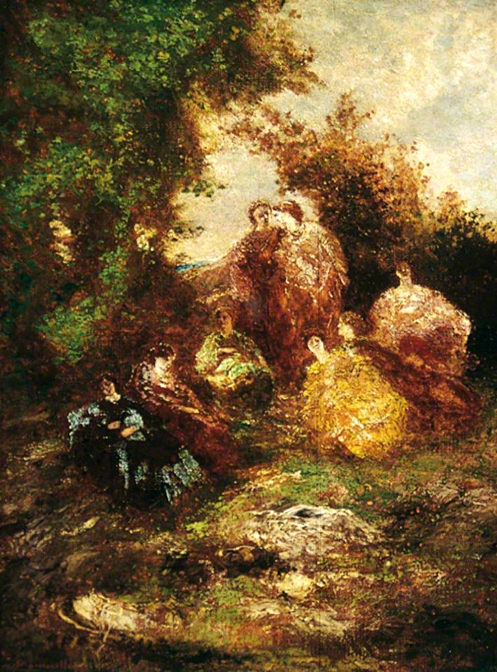 Adolphe Joseph Thomas Monticelli (1824-1886) - Woodland Scene with Figures - 1981.9.3 - Leeds Art Gallery