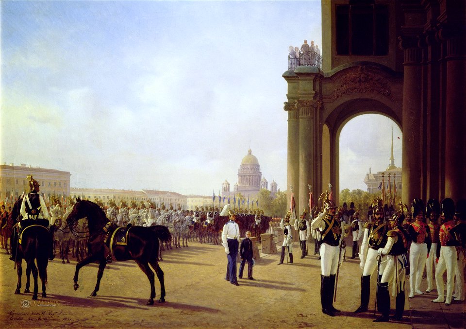 Adolphe Ladurner - Parade on the Palace Square in StPetersburg (1855)