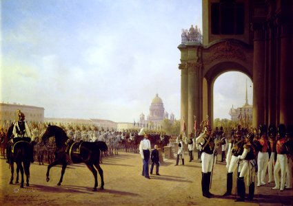 Adolphe Ladurner - Parade on the Palace Square in StPetersburg (1855)