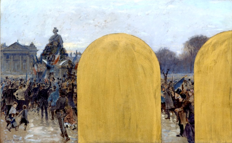 Adolphe Gustave Binet - Esquisse pour le cabinet du préfet à l'Hôtel de Ville de Paris , Rassemblement devant la statue de Strasbourg - PPP3874 - Musée des Beaux-Arts de la ville de Paris