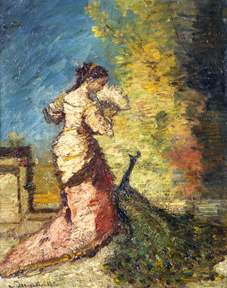 Adolphe Joseph Thomas Monticelli Femme au Paon