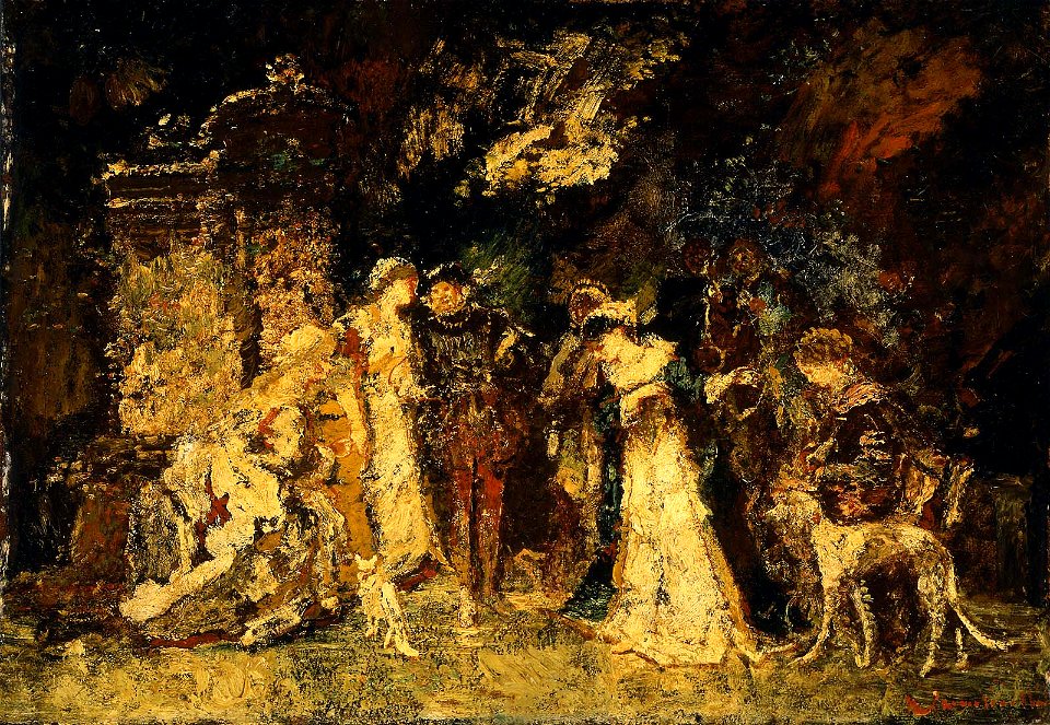 Adolphe Joseph Thomas Monticelli - Figures in Renaissance Costume - 57.155 - Museum of Fine Arts