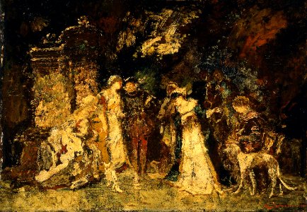 Adolphe Joseph Thomas Monticelli - Figures in Renaissance Costume - 57.155 - Museum of Fine Arts