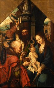 Adoración de los Reyes Magos. Obra anónima del siglo XVI (Museo del Prado). Free illustration for personal and commercial use.