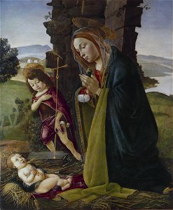Adoration of Christ with Saint John, by Sandro Botticelli or workshop