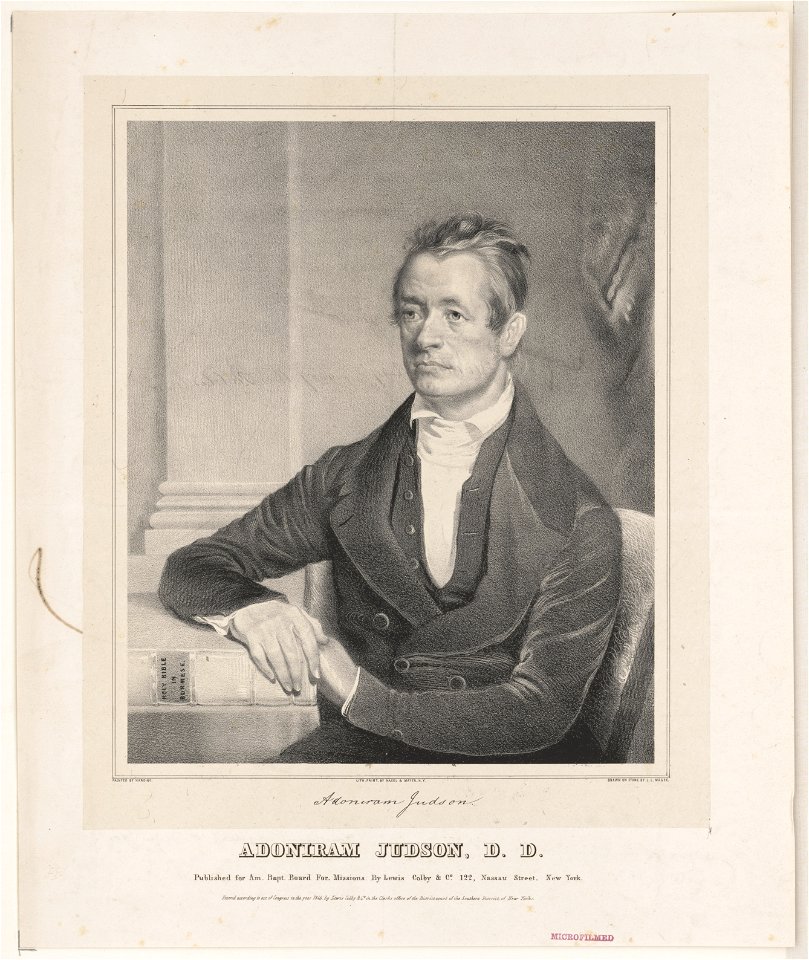 Adoniram Judson, D.D. - Lith. print by Nagel & Mayer, N.Y. ; drawn on stone by J.L. Magee. LCCN2013645310