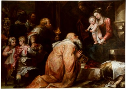 Adoración de los Reyes Magos, de Francisco Rizi (Museo del Prado). Free illustration for personal and commercial use.