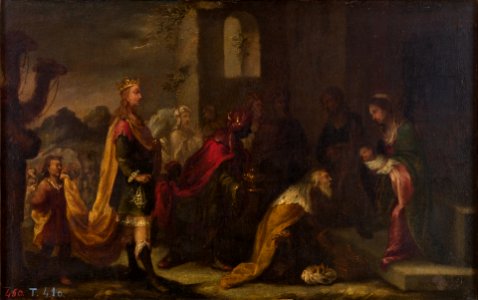 Adoración de los Reyes Magos, atribuida a Francisco Antolínez (Museo del Prado). Free illustration for personal and commercial use.
