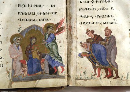 Adoration of the Magi in a Gospel according to the four Evangelists