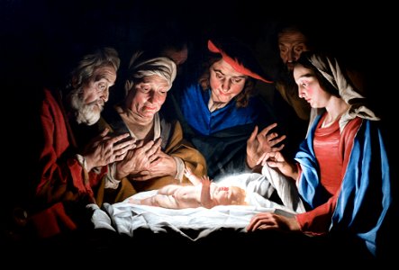 Adoration of the sheperds - Matthias Stomer. Free illustration for personal and commercial use.
