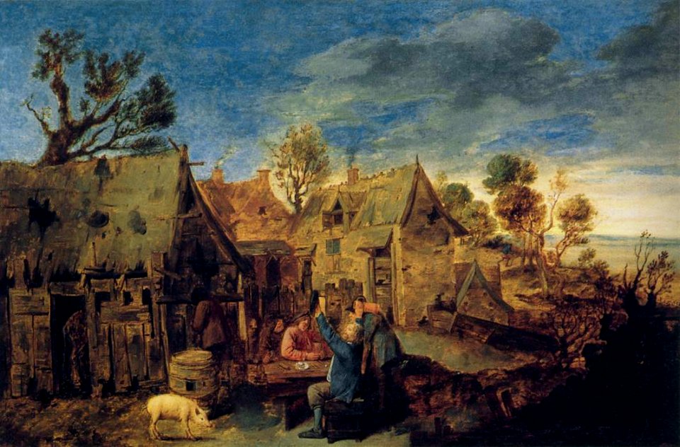 Adriaen Brouwer - Village Scene with Men Drinking - WGA3318
