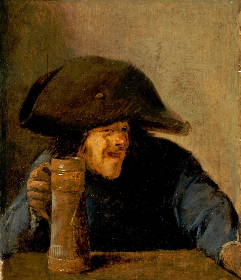 Adriaen Brouwer - Drinker with wooden mug
