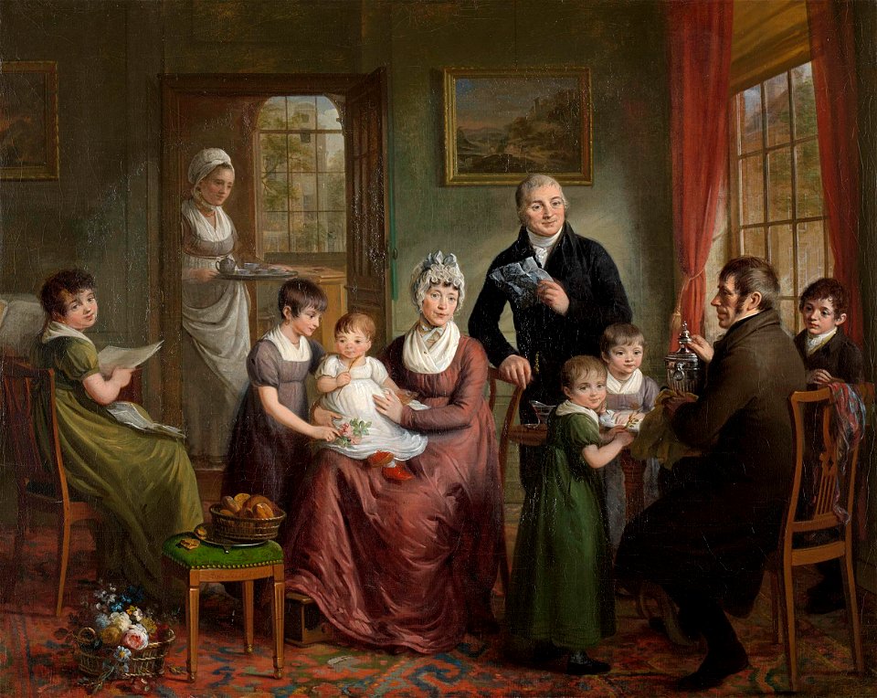 Adriaan de Lelie - Portret van de familie van Adriaan Bonebakker met Dirk L. Bennewitz - SK-A-5013 - Rijksmuseum