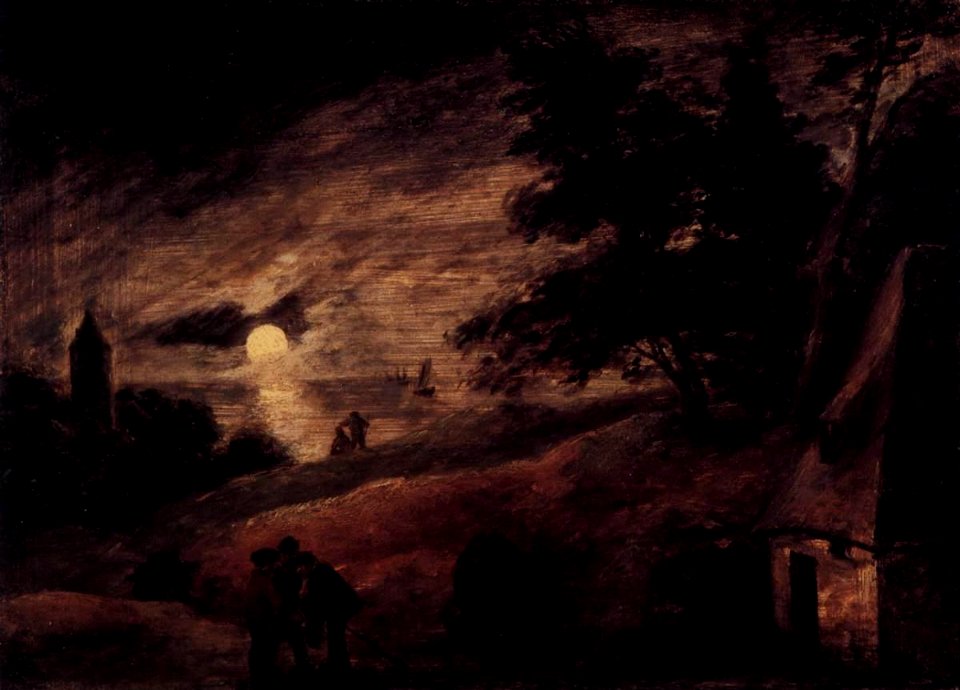 Adriaen Brouwer - Dune Landscape by Moonlight - WGA03307
