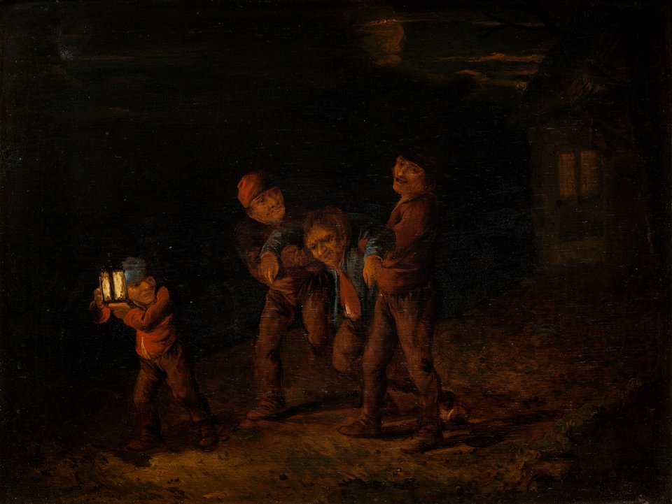 Adriaen Brouwer - Seeing the Drunkard Home - KMS1977 - Statens Museum for Kunst