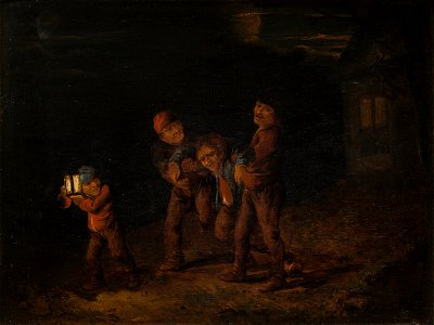 Adriaen Brouwer - Seeing the Drunkard Home - KMS1977 - Statens Museum for Kunst
