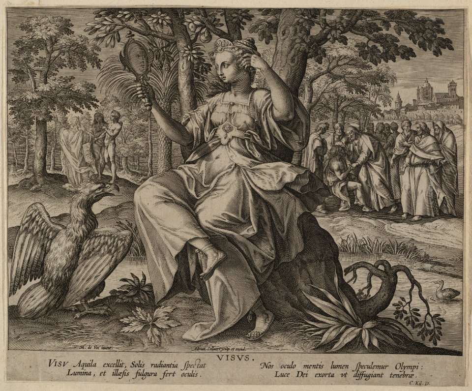 Adriaen Collaert, Maerten de Vos (after) - Sight (Visus), from the Five Senses