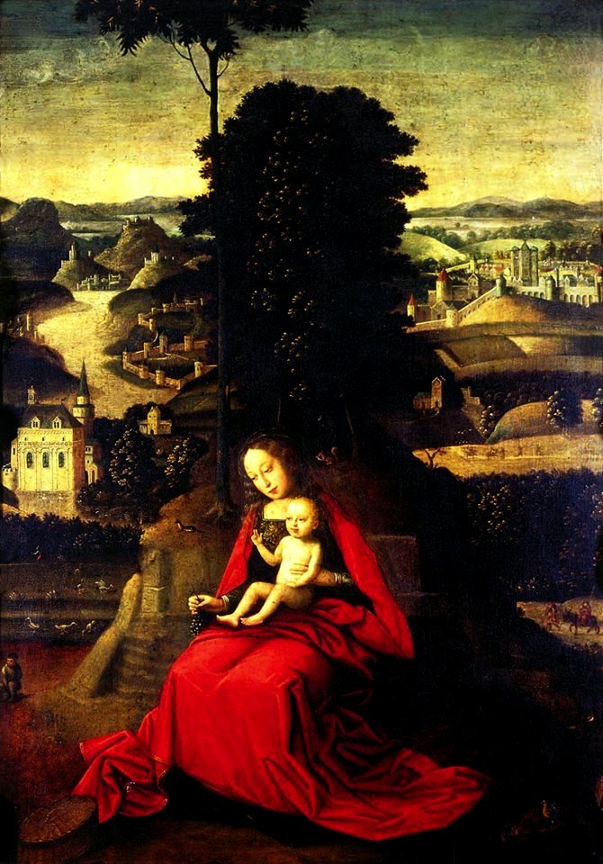 Adriaen Isenbrandt - Madona com Menino e paisagem