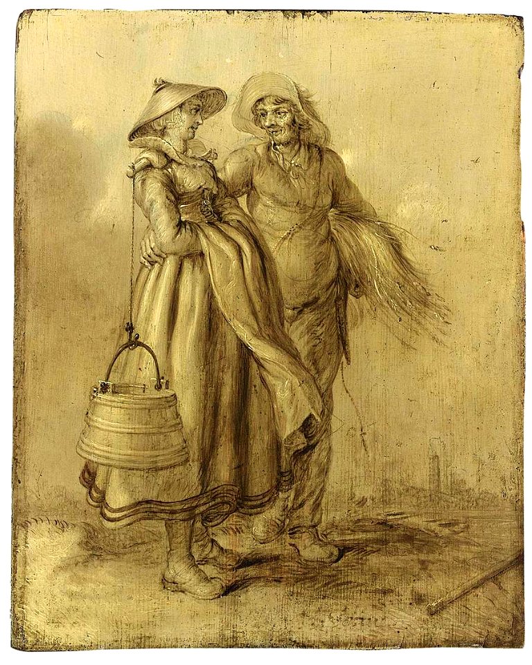Adriaen Pietersz. van de Venne - An Amorous Peasant Couple Conversing - WGA24547