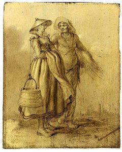 Adriaen Pietersz. van de Venne - An Amorous Peasant Couple Conversing - WGA24547