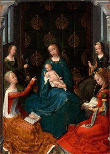Adriaen Isenbrant - The Mystic Marriage of Saint Catherine of Alexandria with Three Female Saints, Ursula, Margaret of Antioch, and an Unidentified Martyr - 1930.197 - Fogg Museum