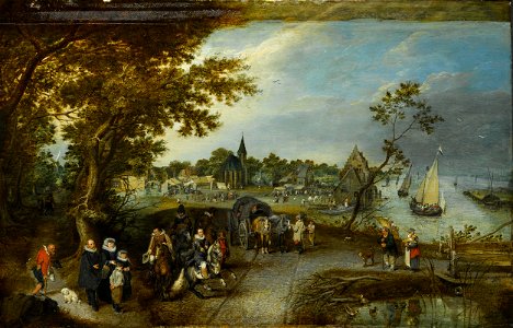 Adriaen Pietersz. van de Venne - Landschap met figuren en een dorpskermis (Rijksmuseum)
