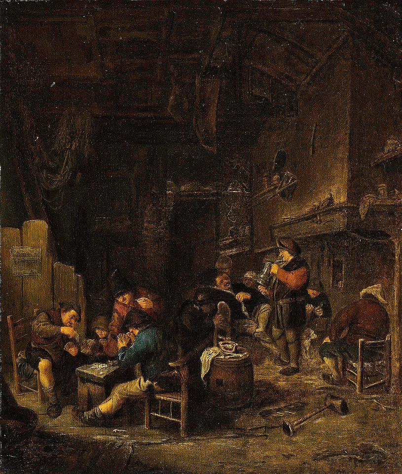 Adriaen Jansz van Ostade - Peasants carousing and playing