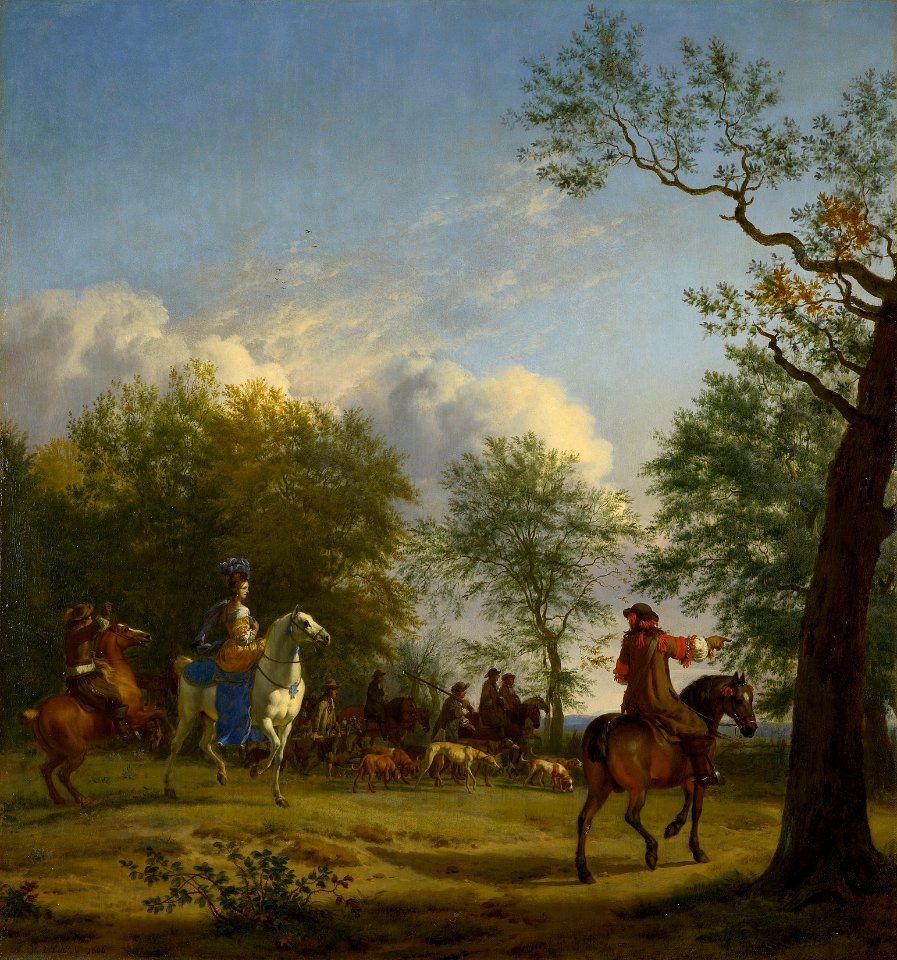 Adriaen van de Velde (Amsterdam 1636-Amsterdam 1672) - A Hawking Party Setting Out - RCIN 406966 - Royal Collection