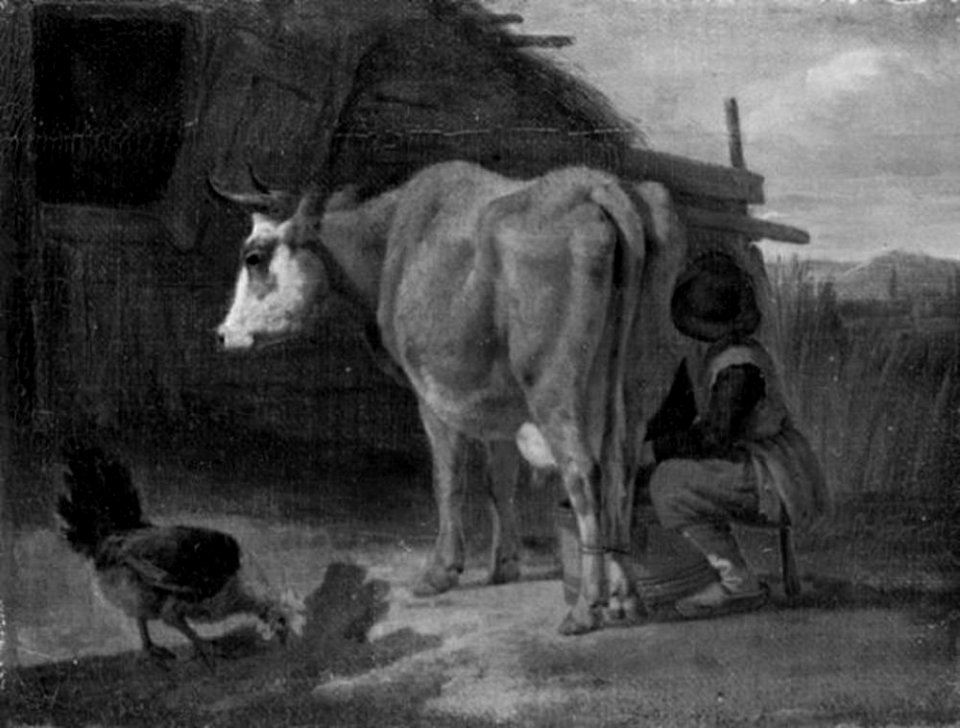 Adriaen van de Velde - Bruine koe door een herder gemolken - 1864 - Staatliche Kunsthalle Karlsruhe