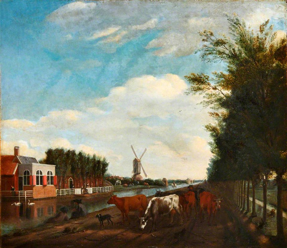 Adriaen van de Velde (1636-1672) (after) - Cows by a Canal with Two Fisherman - 1548079 - National Trust