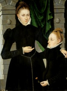 Adriaen van Cronenburg Portrait of a Lady and a Young Girl. Free illustration for personal and commercial use.