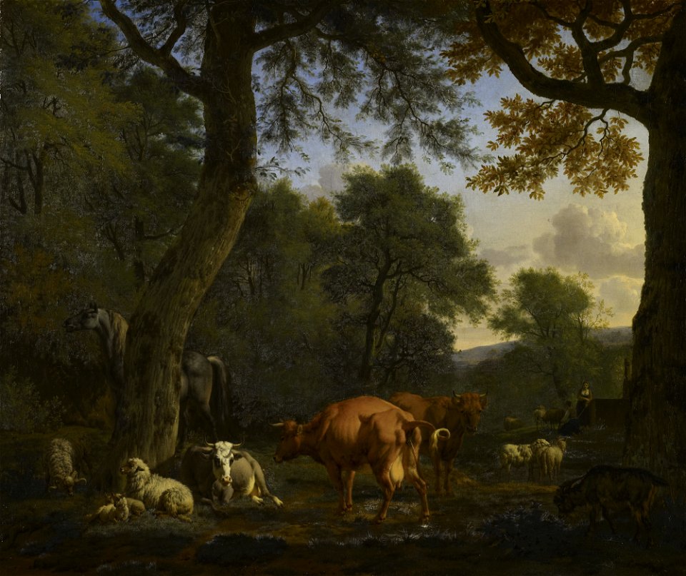 Adriaen van de Velde - A Woodland Glade with Animals and Figures - 1664 -RCIN 404082