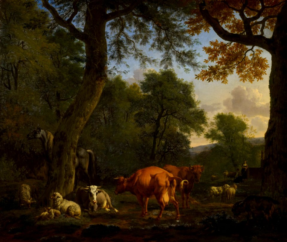 Adriaen van de Velde (Amsterdam 1636-Amsterdam 1672) - A Woodland Glade with Animals and Figures - RCIN 404082 - Royal Collection