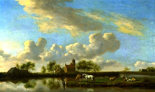 Adriaen van de Velde - Platte Rivierlandschap. Free illustration for personal and commercial use.