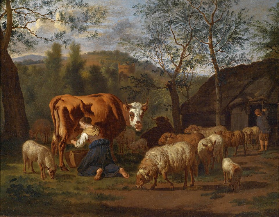 Adriaen van de Velde Melkende Magd