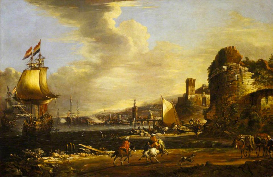 Adriaen van der Cabel (c.1631-1705) - The Port of Genoa - BHC0754 - Royal Museums Greenwich