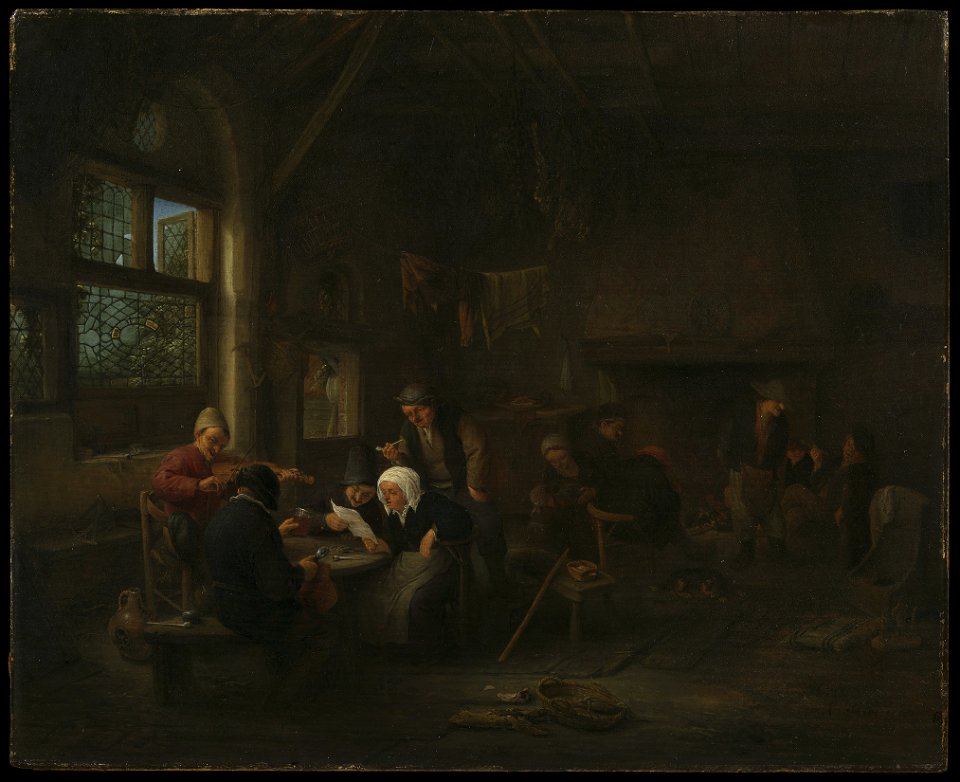 Adriaen van Ostade (Haarlem 1610-Haarlem 1685) - An Evening Scene in a Tavern, with a Fiddler - RCIN 404584 - Royal Collection