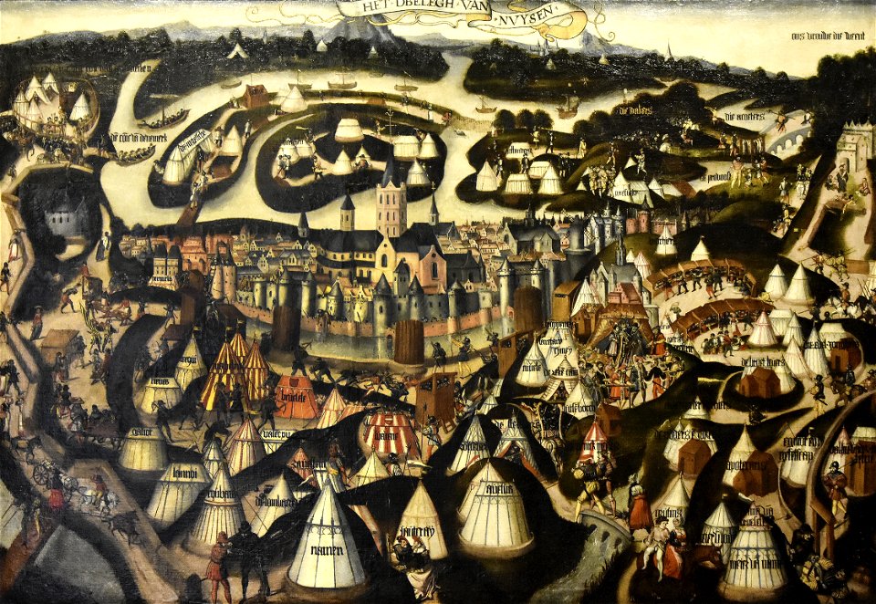 Adriaen van den Houte (16e E) Kamp van Karel de Stoute bij het beleg van Neuss (1475) Museum Hof van Busleyden Mechelen 6-07-2018