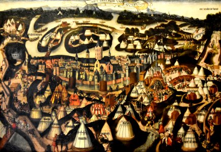 Adriaen van den Houte (16e E) Kamp van Karel de Stoute bij het beleg van Neuss (1475) Museum Hof van Busleyden Mechelen 6-07-2018