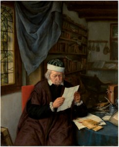Adriaen van Ostade - A lawyer seated at a table reading a letter